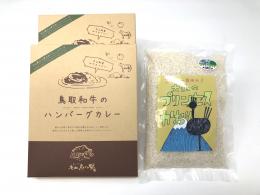 道の駅大山恵みの里限定 地元産カレー専用米付き!鳥取和牛のハンバーグカレー2食セット